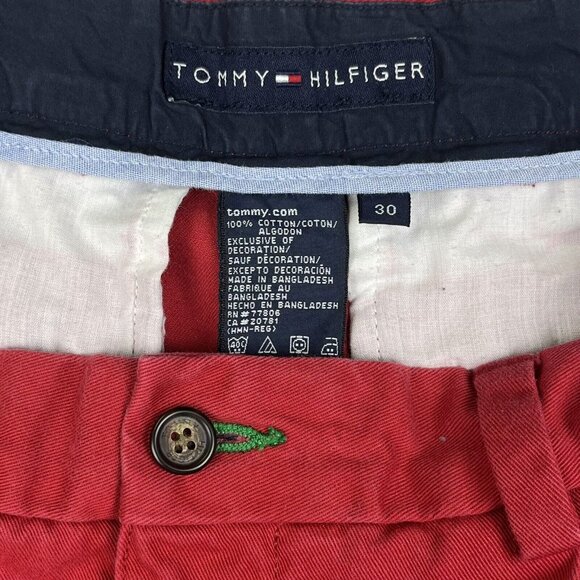 Tommy Hilfiger Pleated Front Causal Chino Shorts Mens Red‎ Size 30 (K10238) - Picture 7 of 7
